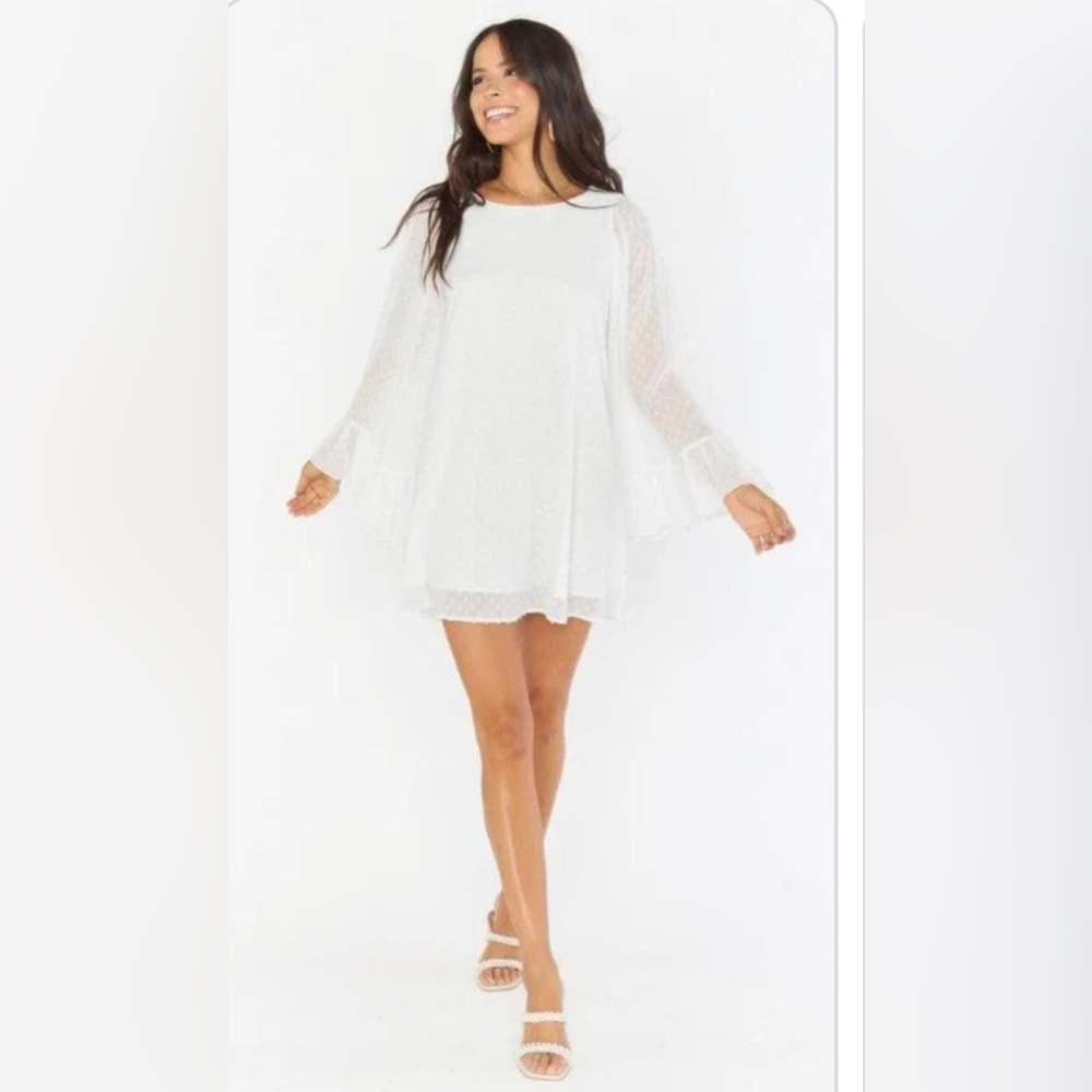 Show Me You Mumu Marvel Mini Dress - White Clip Dot